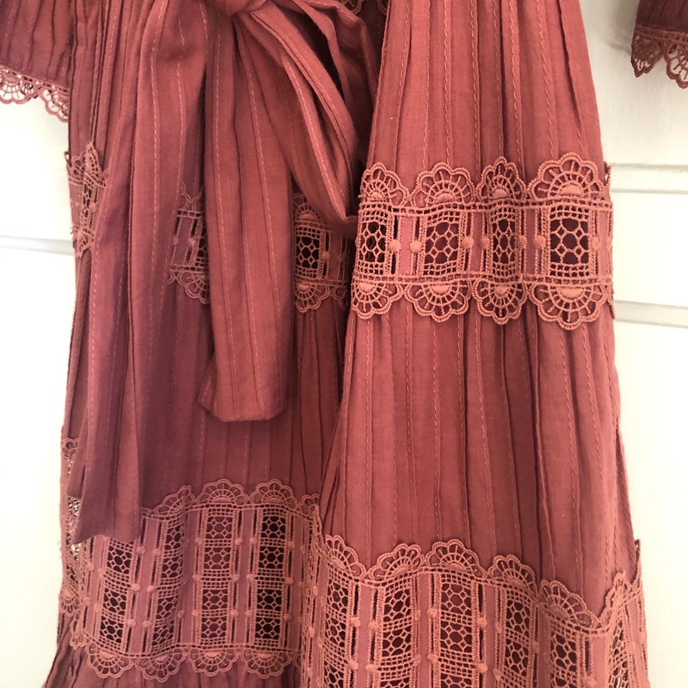Zimmermann Ruffled Lace Mini Dress in Rust - Picture 6 of 8
